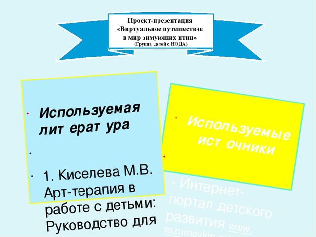 Проект-презентация «Виртуальное путешествие в мир зимующих птиц» (Группа детей с НОДА).