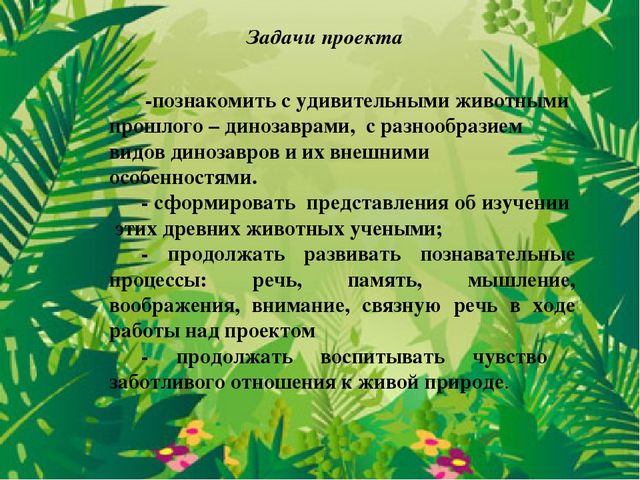 Проект в средней группе на тему:"В мире динозавров".
