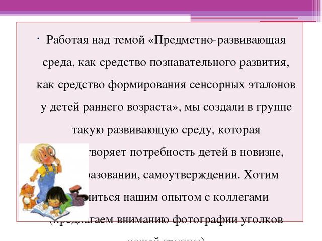 Презентация "Предметно-развивающая среда" вторая младшая группа