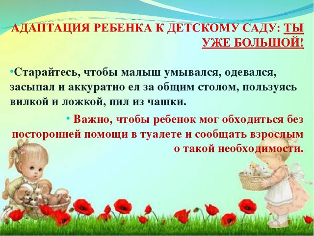 Адаптация ребенка в детском саду.