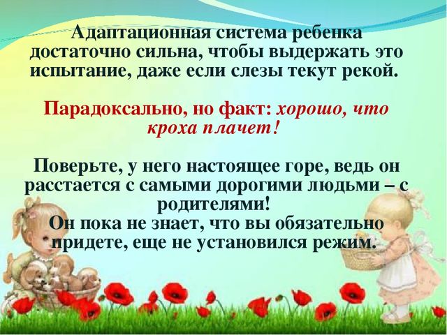 Адаптация ребенка в детском саду.