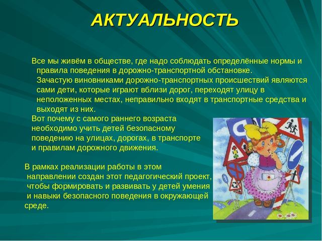 Проект по дорожному движению"Формирование у детей безопасного поведения"