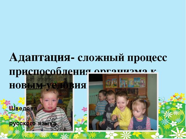 Адаптация ребенка к условиям дошкольного учреждения