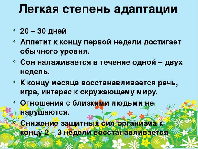 Адаптация ребенка к условиям дошкольного учреждения