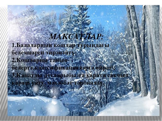 Презентация по экологическому воспитанию на тему "Кышлаучы кошлар"