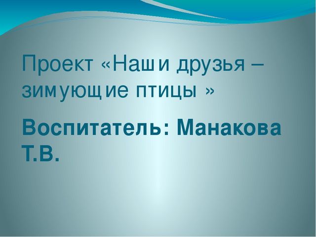 Презентация проекта "Наши друзья - зимующие птицы"
