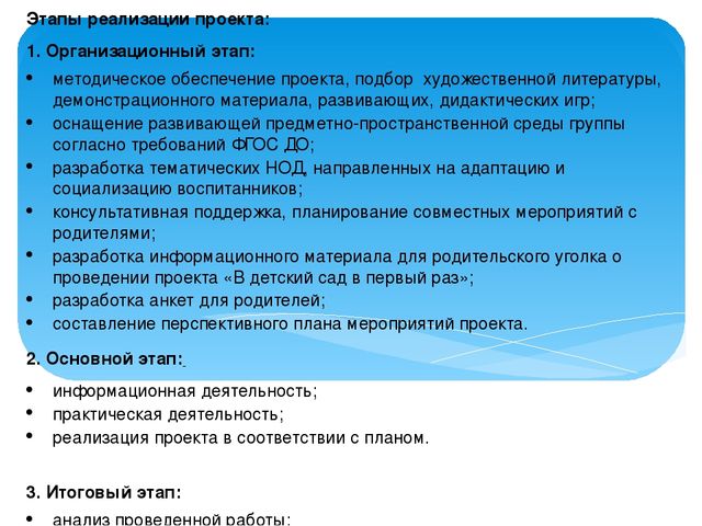 Социально-адаптированный проект "В первый раз в детский сад"