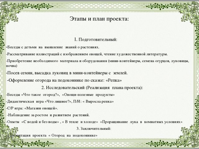 Экологический проект в младшей группе "Огород на подоконнике".