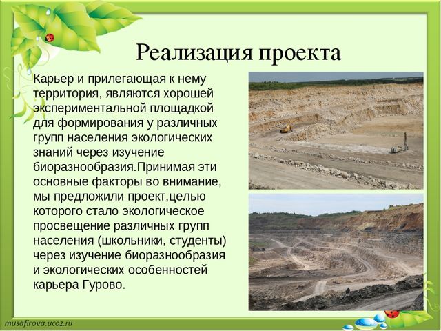 Презентация "Экологическое образование в Гуровском карьере"