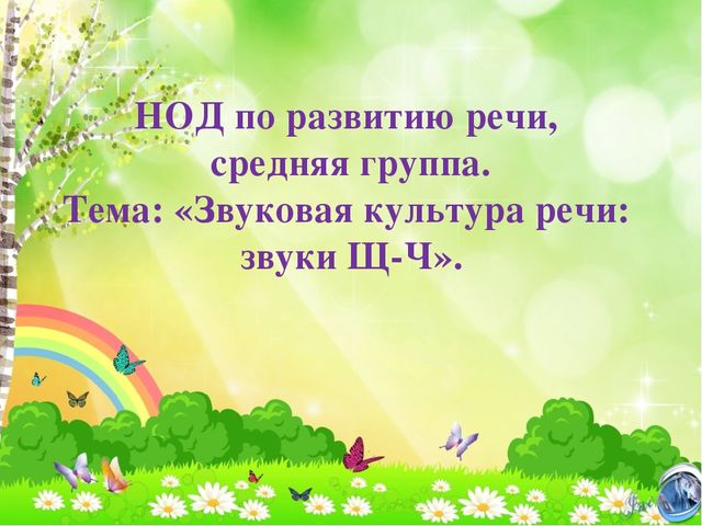 НОД по развитию речи, средняя группа. Тема: «Звуковая культура речи: звуки Щ-Ч»