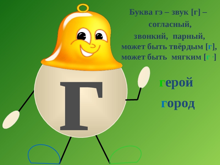 Презентация к занятию в "Школе будущего первоклассника" Буква Г