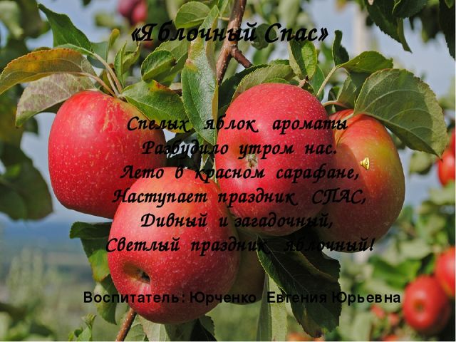 Презентация по проектной деятельности "Духовно-нравственное воспитание дошкольников. Яблочный Спас"