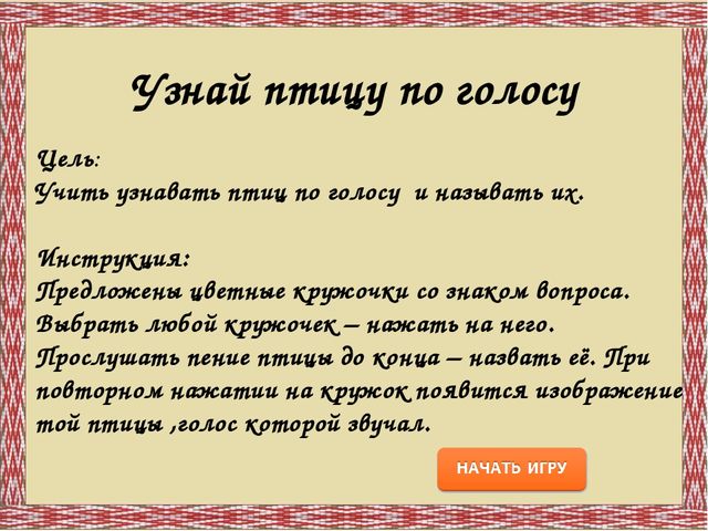 Дидактическая игра "Птицы Республики Коми"