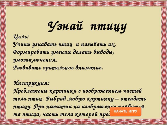 Дидактическая игра "Птицы Республики Коми"