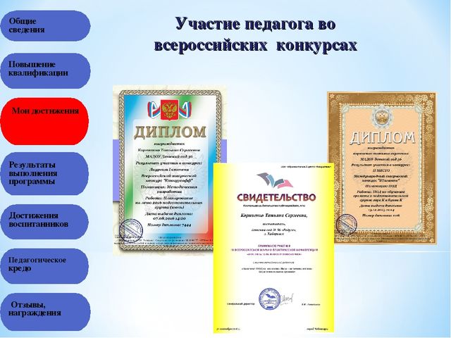 Презентация на тему "Портфолио воспитателя"