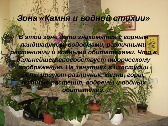 Презентация "Развивающая среда зимнего сада и ИЗО студии детского сада"
