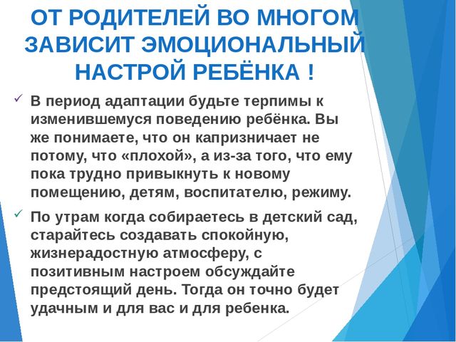 Презентация для родителей "Адаптация детей к детскому саду"