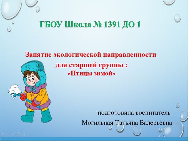 Презентация по экологии на тему"Зимующие птицы"(старшая группа).