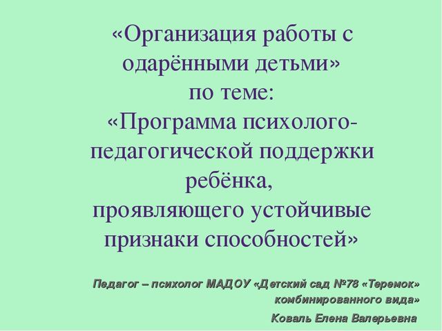 «Организация работы с одарёнными детьми»