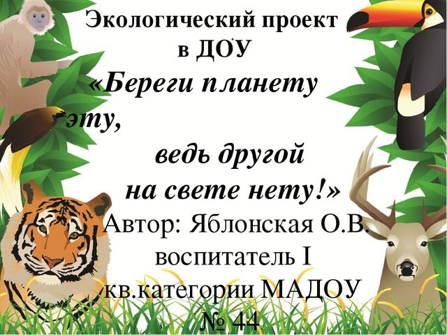 Презентация "экологический проект в ДОУ"
