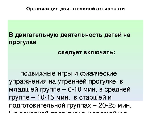 Организация и проведения прогулки в детском саду