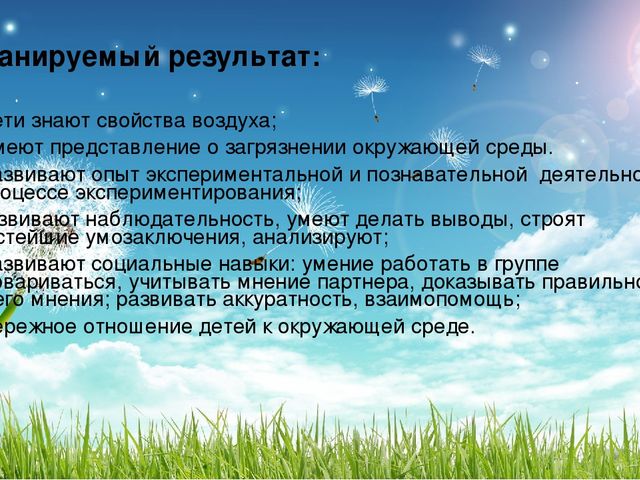 Презентация проекта познавательно-исследовательской деятельности для детей 6-7 лет по теме:" Воздух, его свойства и значение для живых организмов"