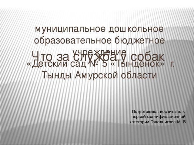 Презентация "Что за служба у собак"