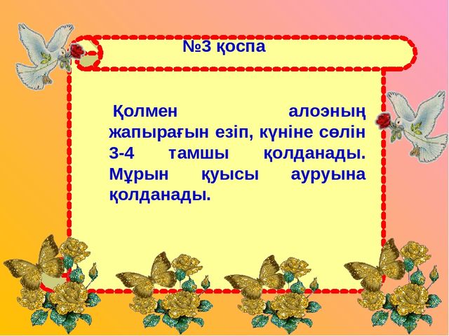 Презентация "Алоэ өсімдігінің ерекшіліктер және өсімдік қасиеті"
