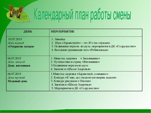 Программа деятельности лагеря с дневным пребыванием детей