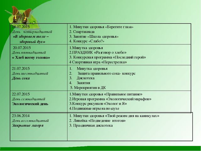 Программа деятельности лагеря с дневным пребыванием детей