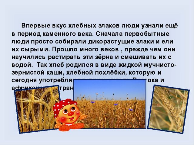 Презентация для дошкольников на тему "Хлеб Всему голова"