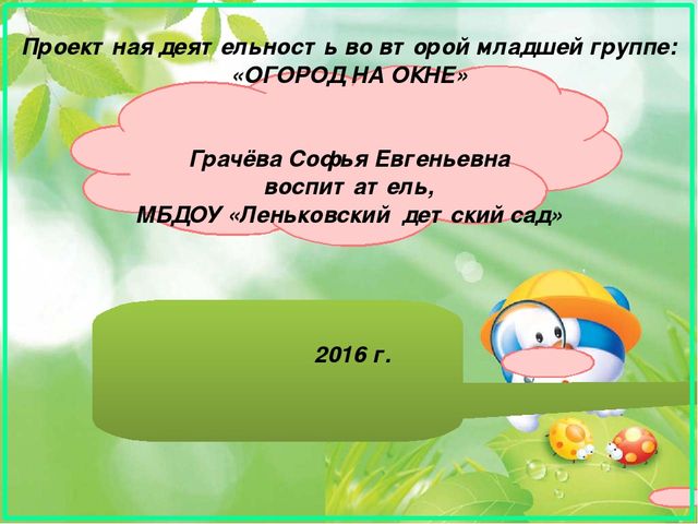 Проект по познавательному развитию "Огород на окне"
