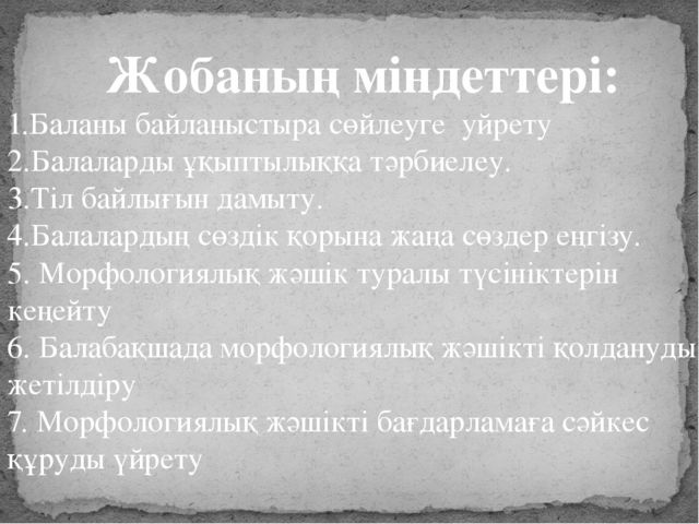 Проект "Аралас морфологиялық жәшік"