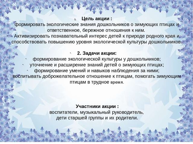 СОЦИАЛЬНАЯ АКЦИЯ «ПОКОРМИМ ПТИЦ ЗИМОЙ»