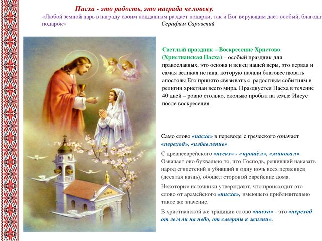 Презентация к проекту «Пасха – Светлое Воскресенье Господне».