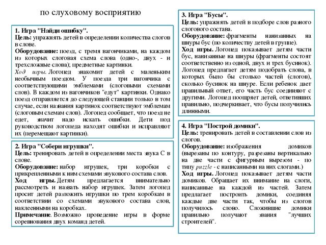 Картотека игр по развитию речи