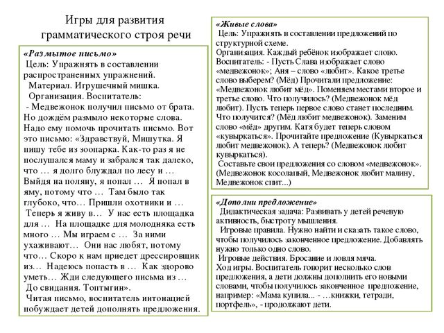 Картотека игр по развитию речи