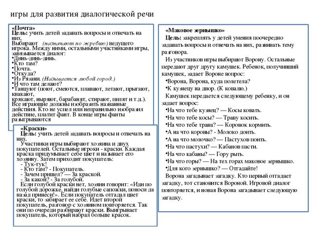 Картотека игр по развитию речи