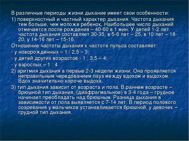 Возрастные особенности дыхательной системы презентация