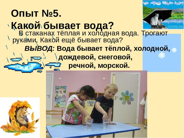 Проект на тему: "Свойства воды" подготовительная к школе группа