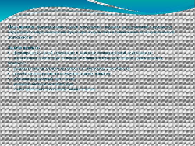 Краткосрочный исследовательский проект в старшей группе