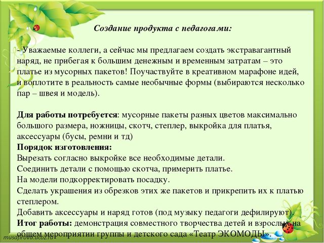 Презентация мастер - класса для педагогов "Чудеса театра экомоды для детей "