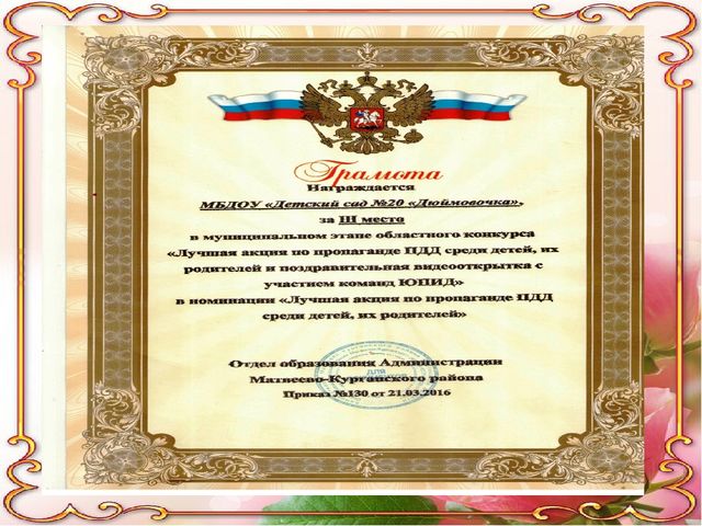 Портфолио старшего воспитателя МБДОУ детского сада №20 "Дюймовочка"