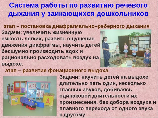 Система работы по развитию речевого дыхания в коррекции заикания дошкольников