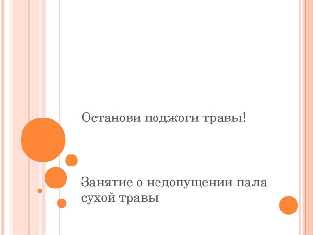 Презентация "Останови поджоги сухой травы"