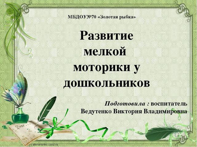 Презентация на тему:"Развитие мелкой моторики"