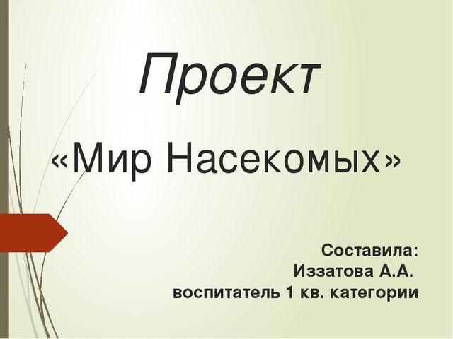 Презентация к проекту "Мир насекомых" для старших дошкольников