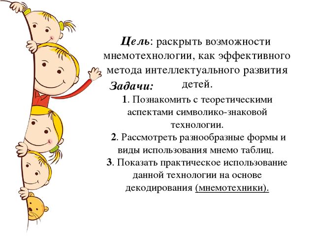 Развитие познавательных процессов дошкольника с помощью технологии мнемотаблицы ( символико – знаковая система)