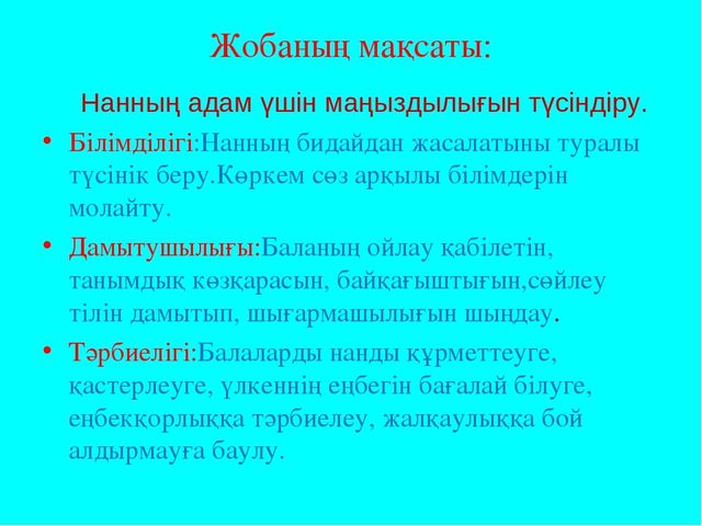 Жоба Ас атасы нан