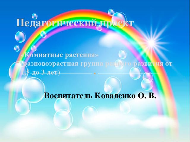 Презентация педагогического проекта «Комнатные растения» (разновозрастная группа раннего возраста от 1,5 до 3 лет)